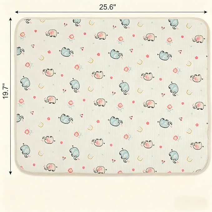 Baby Diaper Changing Pad, 19.7"x25.6" Waterproof Changing Pad Liners with 100% Muslin Cotton Front Top and Leather Back, Soft and Absorbent Portable Changing Mat for Travel, Changing Station