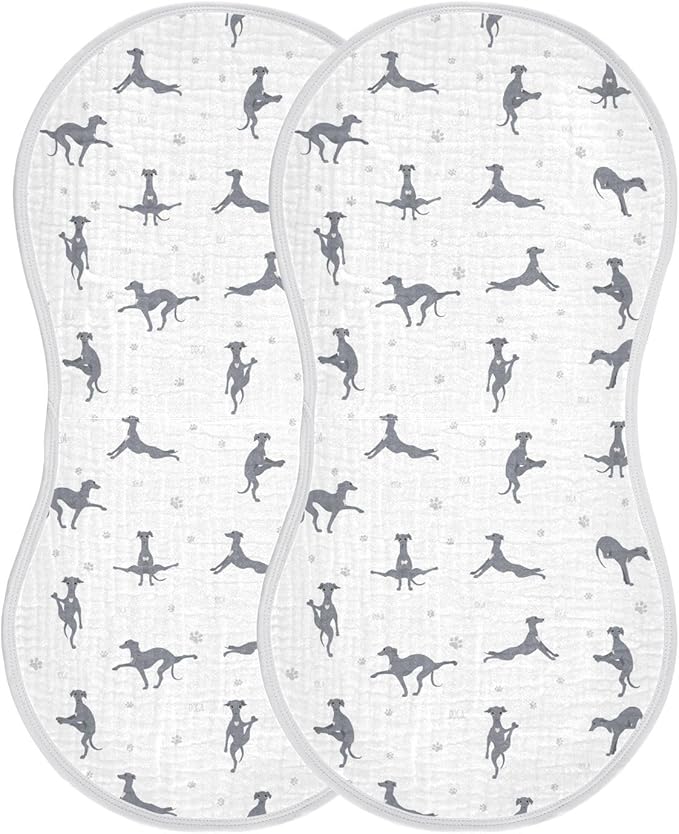 Yoga Italian Greyhound Dog Pattern Muslin Burp Cloths for Baby 2 Pack Soft 100% Cotton Baby Washcloths Bibs for Boy Girl