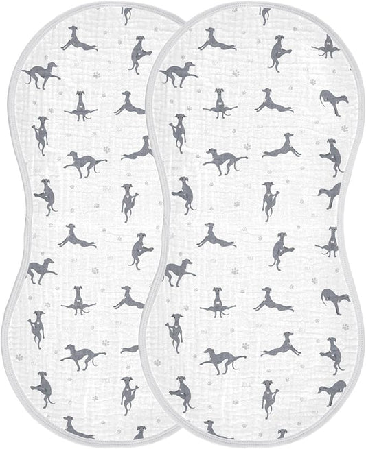 Yoga Italian Greyhound Dog Pattern Muslin Burp Cloths for Baby 2 Pack Soft 100% Cotton Baby Washcloths Bibs for Boy Girl