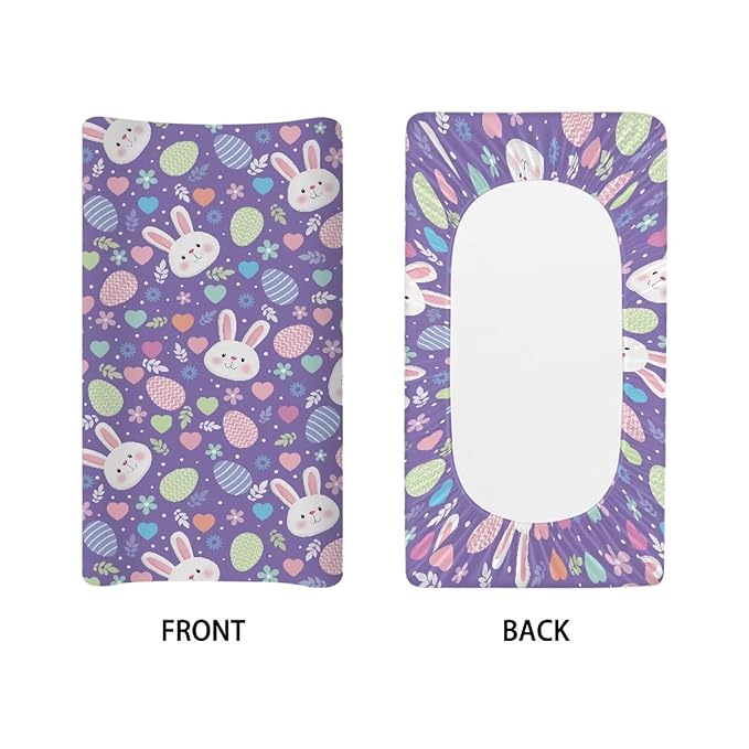 Easter Diaper Changing Pad Cover Purple 32''*16'' Changing Pad Cover Girl Soft Breathable Changing Table Cover Easter Decoration