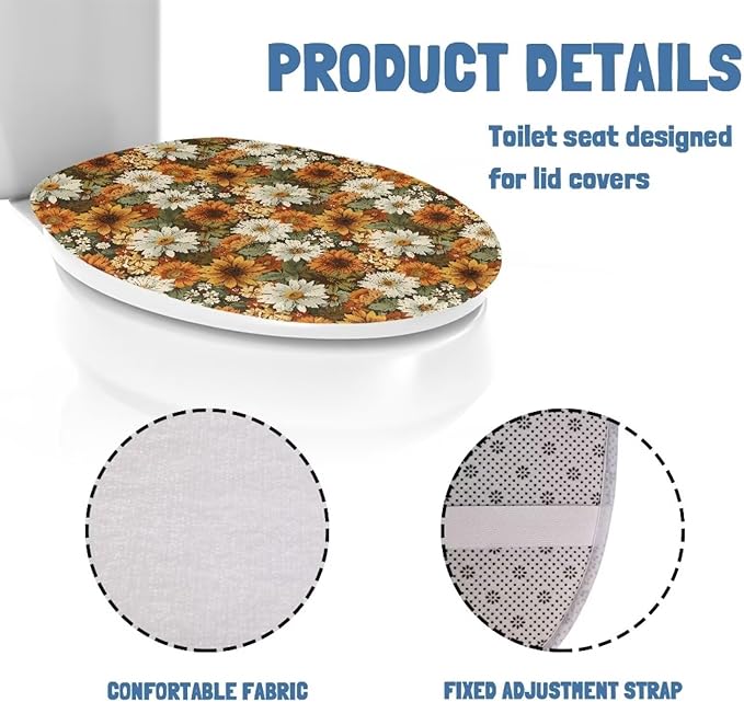 Fall Toilet Seat Covers - Polyester Fabric Toilet Tank Covers - Soft, Keep Clean & Tidy - Suitable for Public Bathrooms