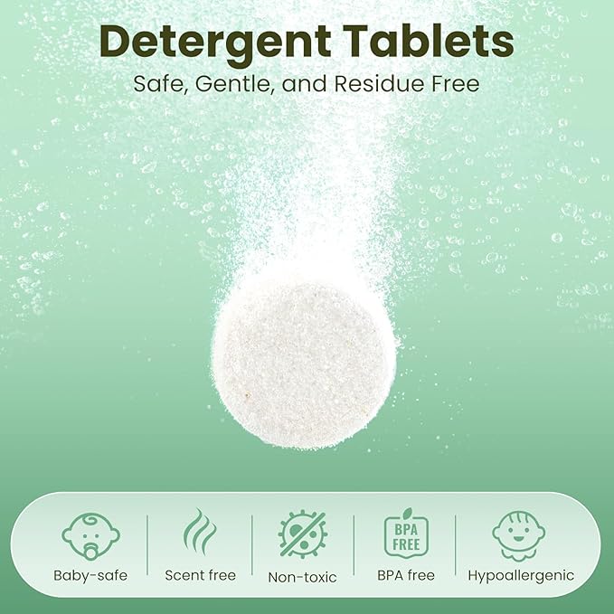 60 PCS Detergent Tablets, Detergent Washing Tablets for MOLWAY, Remove Milk Residue & Odor, for All Baby Bottle Washers