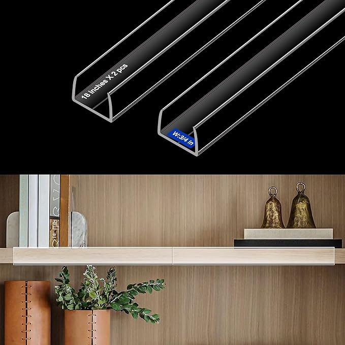Full 18 Inches Unshortened Cabinet Door Protector, Clear Flexible Slip-On Edge Guard with Soft Rubber Groove, Trimable Cabinet Bumper for 3/4" Thick Doors, Anti-Wear Anti-Chip, 2 Pack