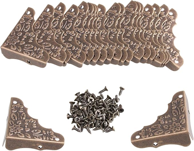 Vintage Antique Decorative Corner Guards Desk Cover Bronze Pack of 20