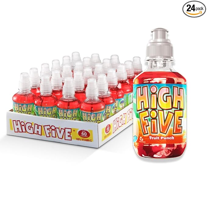 High Five Juice Drink – Fruit Punch - 10.1 oz Bottles, Naturally Sweetened with Vitamin C, Low-Calorie Fruit Juice Beverages with Spill Proof Sports Cap 10.1 Ounce (Pack of 24)