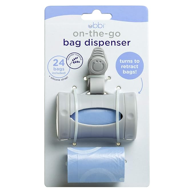 Ubbi Baby Wipes Dispenser Holder Weighted Plate, Retractable On the Go Travel Diaper Bag Dispenser Lavender Scented