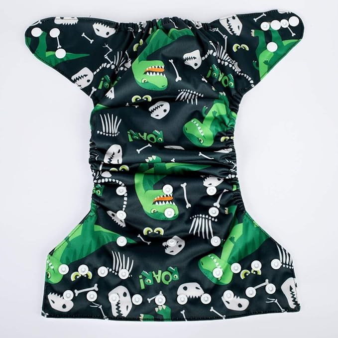 Baby Pocket Diaper Nappy Reusable Washable 8lbs to 36lbs (Dinosaur)
