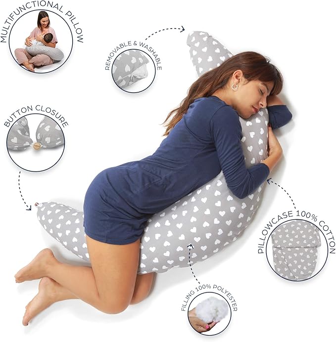 Niimo XXL Pregnancy Pillow & Baby Feeding Pillow - 2022 Double Platinum Winning Maternity Pillow, 100% Cotton Pregnancy Pillow Cover, Machine-Washable, Pregnancy Must Haves