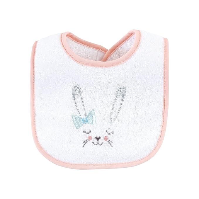 Hudson Baby Unisex Baby Cotton Terry Drooler Bibs with Fiber Filling, Bunny, One Size