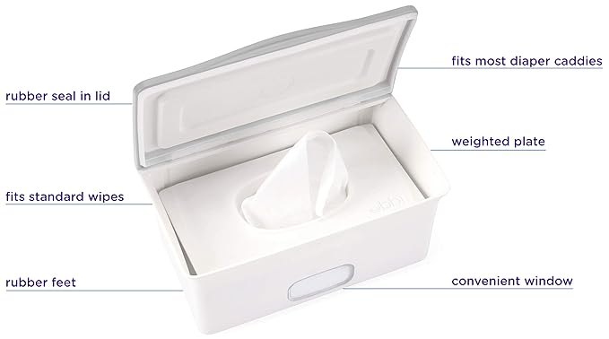Ubbi Baby Wipes Dispenser Holder Weighted Plate, Retractable On the Go Travel Diaper Bag Dispenser Lavender Scented