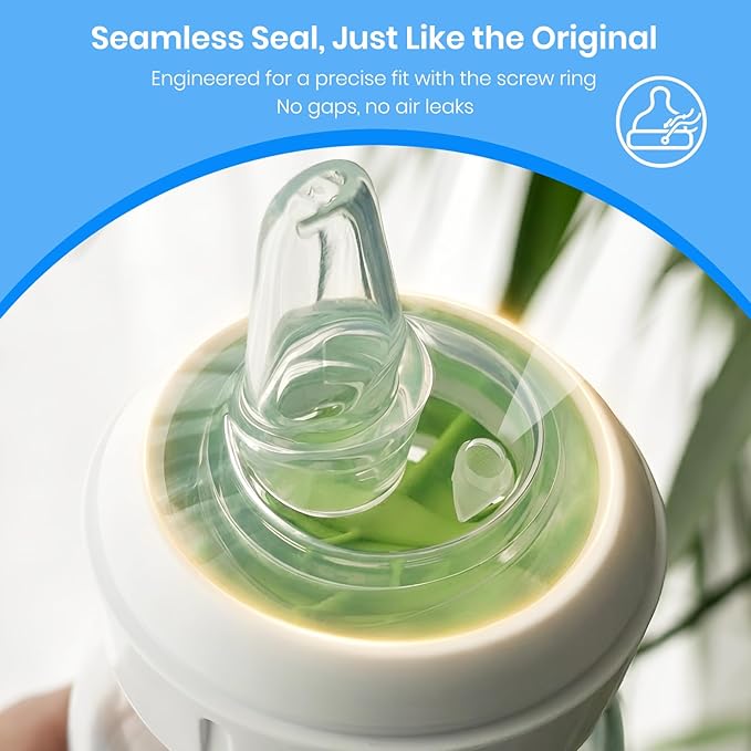 Sippy Spout Nipple Replacements Compatible with Dr. Brown’s Wide-Neck Bottles, Ultra-Soft, Leak-Proof Transition Spout, Food Grade Silicone, 6m+, 6-Pack