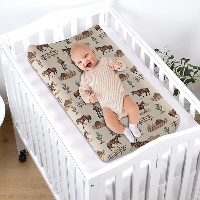 Horse Baby Changing Pad Cover Infant Newborn Diaper Table Change Mat Sheets Cover Changing Table Covers for Boys Girls-Purple