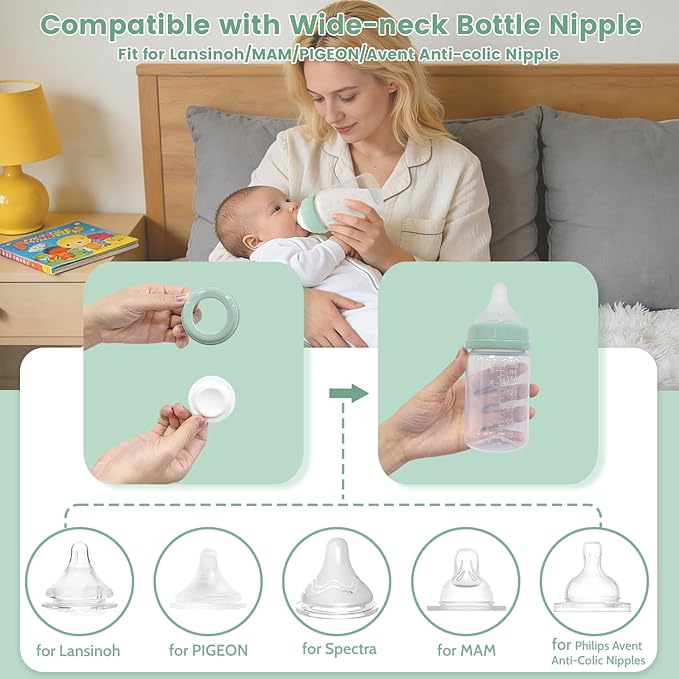 2pcs Breast Milk Storage Bottles 6oz/180ml Compatible with Spectra S1 S2 9 Plus,Motif Luna/Ameda MYA/Bellababy Pumps, Wide-Neck Collection Bottle Container for Fridge, Pumping Bottles