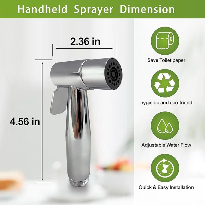 Chrome Bidet Toilet Sprayer Head - Rustless Stainless Steel Handheld Sprayer, Adjustable Water Pressure for Feminine Wash, Diaper/Cloth Washing, Leak-Proof Universal Fit (1PCS)