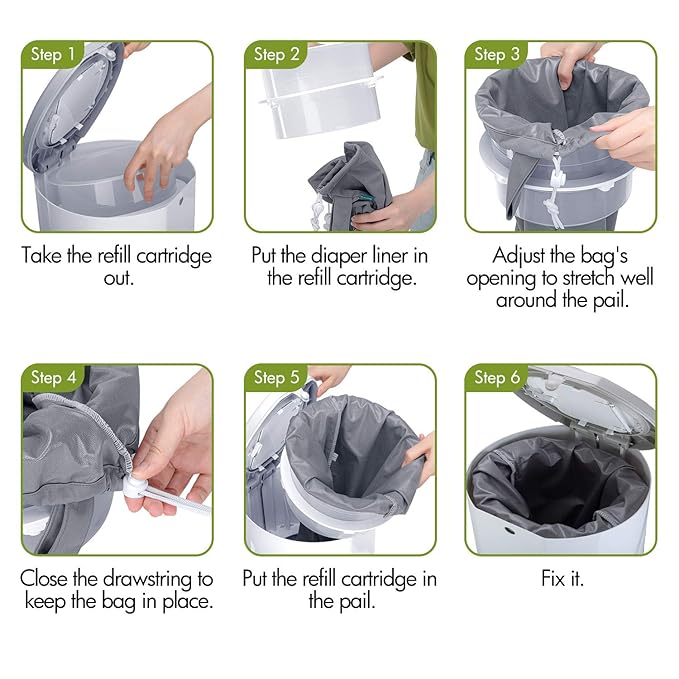 Teamoy Pail Liner for Cloth Diaper(Pack of 3), Reusable Diaper Pail Wet Bag with Drawstring, Fits for Dekor, Ubbi Diaper Pails, Gray +Gray Arrows +Black Arrows