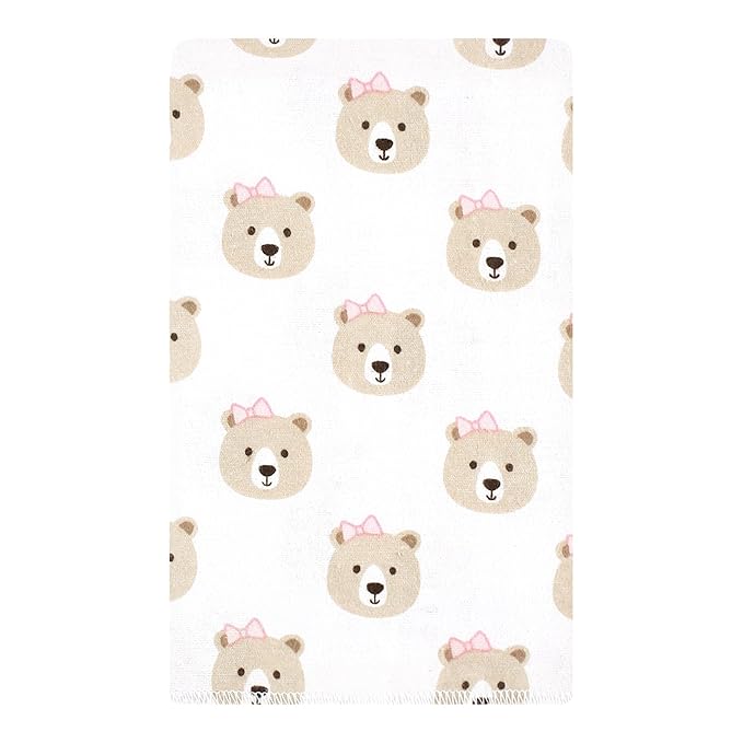 Hudson Baby Unisex Baby Flannel Burp Cloth 10pk, Pink Taupe Bear, One Size