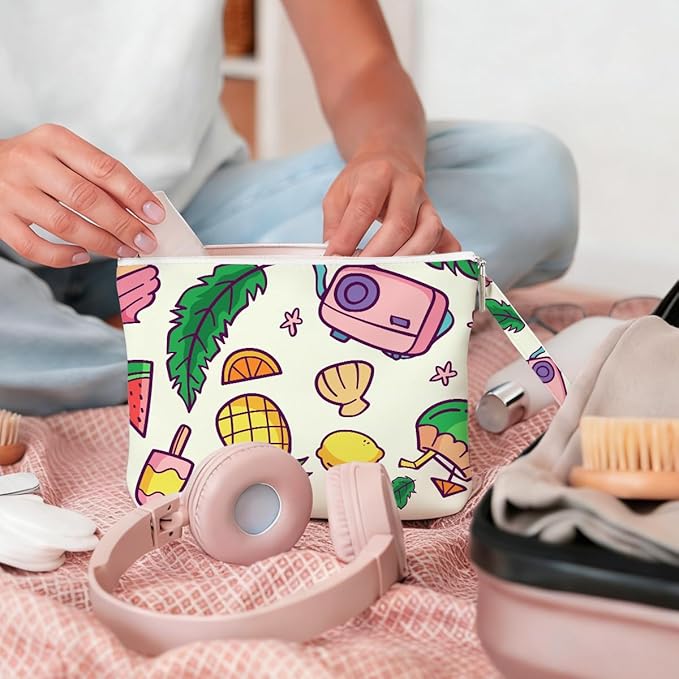 Wet Dry Bag, Wet Bag for Swimsuit, Diaper Sunscreen Large Zipper Pouch Waterproof Pouch, Beach Bags for Women, Pineapple and Coconut Pattern, Gifts for Ladies Girls Friends Colleagues and Sisters