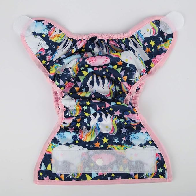 Baby Cloth Diaper Cover Nappy Hook and Loop Double Gusset for Girls (Star Horse), PUL Material, One Size, 1 Count