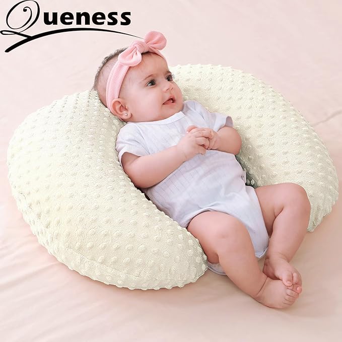 Nursing Pillow Cover Breastfeeding Pillow Cases Plush Dot Slipcover Pillow Shams (CreamYellow)