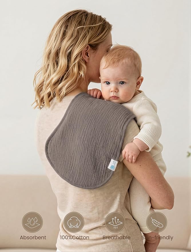lulumoon Muslin Burp Cloths for Babies: 100% Soft Cotton Large Burping Cloths - Neutral Baby Burp Rags for Boy and Girl - Absorbent Burp Cloth for Spit-Ups 6 Pack