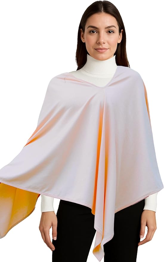 Peruvian Pima Cotton Poncho | 4-in-1 Nursing Cover, Yoga Wrap & Everyday Shawl | Soft, Breathable & Hypoallergenic | Ethically Handcrafted | Peach