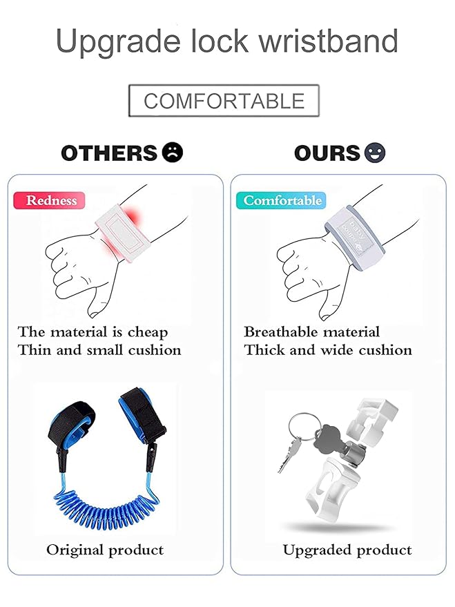 Toddler Harness Walking Leash- Child Anti Lost Wrist Link - Child Safety Harness - Upgrade with Reflective(6.5ft) - for Boys and Girls,Not Easy to Open Without Key(Orange)