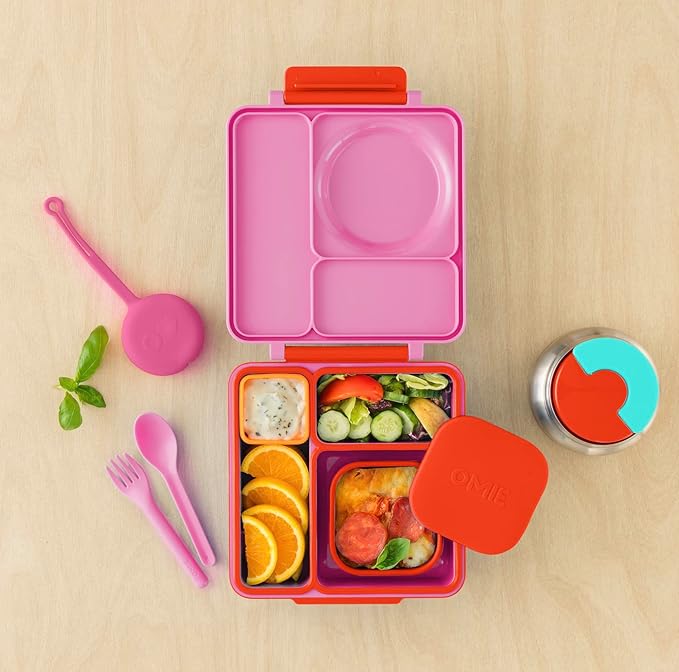 OmieBox Silicone Leakproof Snack Containers To Go, Food Storage Containers with Lid, School Lunch Bento Container - BPA Free, Airtight, Dishwasher and Freezer Safe, Oven Safe - 9.4 ounces (Orange)