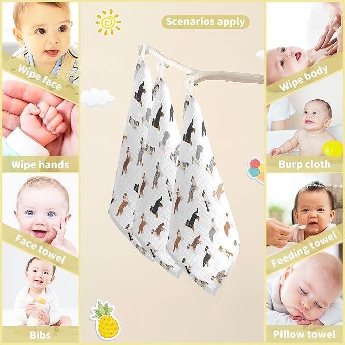 vvfelixl Golden Retriever Dog Baby Burp Cloths Baby Muslin Washcloths for Boys Girls Cotton Baby Face Towel for Newborn Infants Soft and Absorbent 11.8 X 11.8 in, 5 Pack
