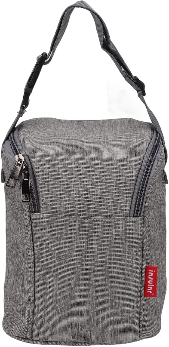 Marhynchus Nylon Baby Bottle Thermal Bag Portable Waterproof Storage Tote Pouch for Outdoor (grey)