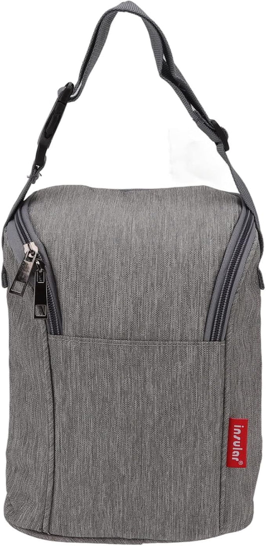 Marhynchus Nylon Baby Bottle Thermal Bag Portable Waterproof Storage Tote Pouch for Outdoor (grey)