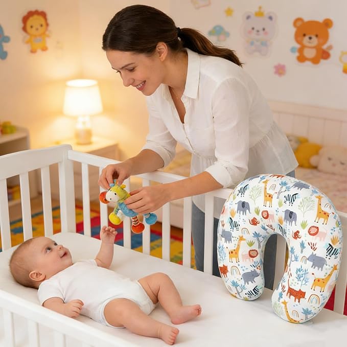 Winmany Baby Nursing Pillow Cover Newborn Removable Breastfeeding Pillowcover Cute Pattern Girls Boys Nursing Pillowcase for Breast and Bottole Feeding