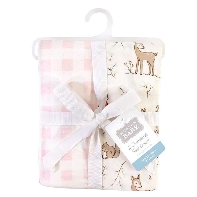 Hudson Baby Unisex Baby Cotton Changing Pad Cover, Enchanted Forest, One Size