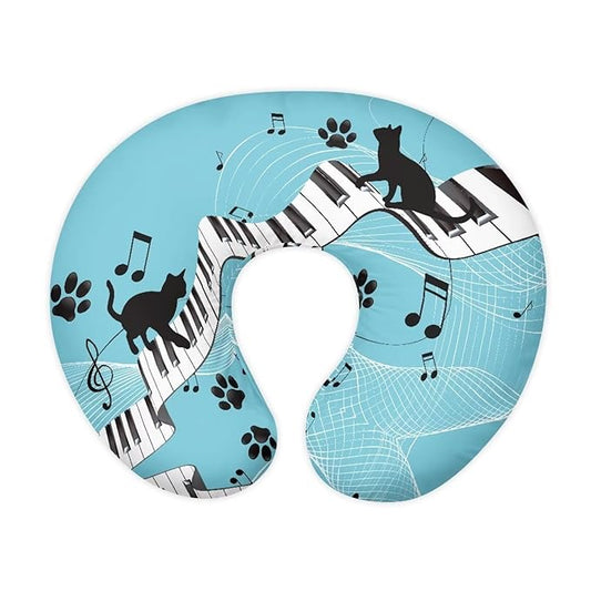 Black Cat Piano Boys Girls Breastfeeding Pillow Cover Ultra Soft Breathable Nursing Support Pillow Cover with Hidden Zipper Infant Feeding Cushion Case for New Parents