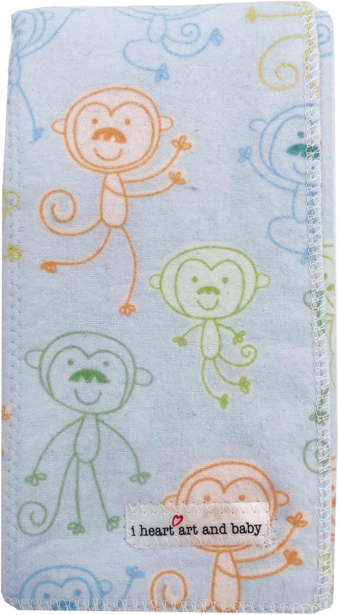 Infant Burping Cloth, Burp Cloths for Baby Boy or Girl, Soft and Absorbent - Cotton Reusable Spit Up Rags, XLarge, 1 Count (Monkey)