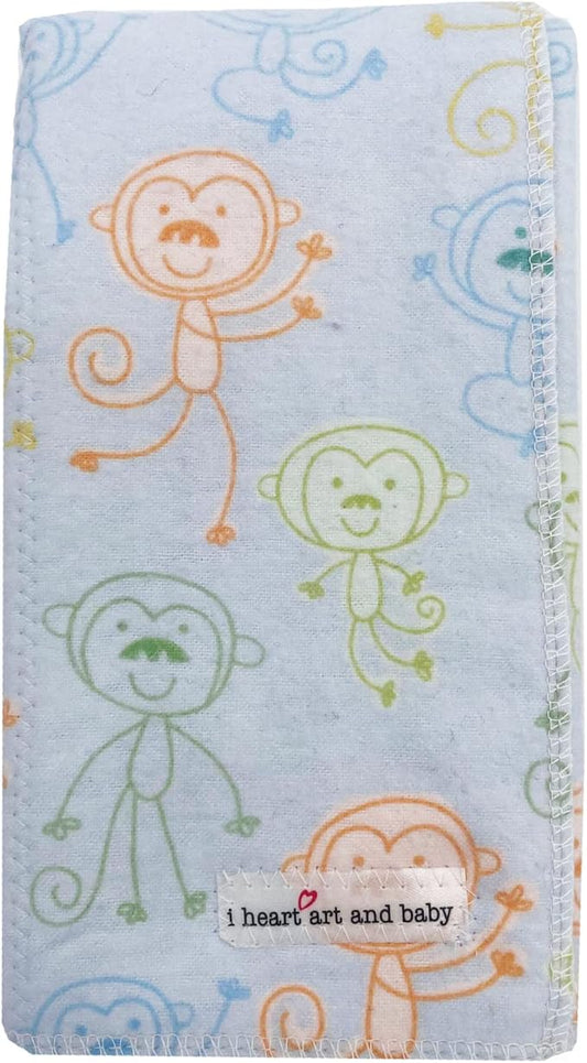 Infant Burping Cloth, Burp Cloths for Baby Boy or Girl, Soft and Absorbent - Cotton Reusable Spit Up Rags, XLarge, 1 Count (Monkey)