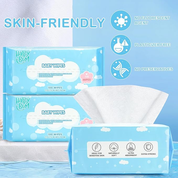 Dry Baby Wipes Sensitive Skin Unscented Soft Travel Wipes for Newborn Face Hands 6 Packs (600 Count)