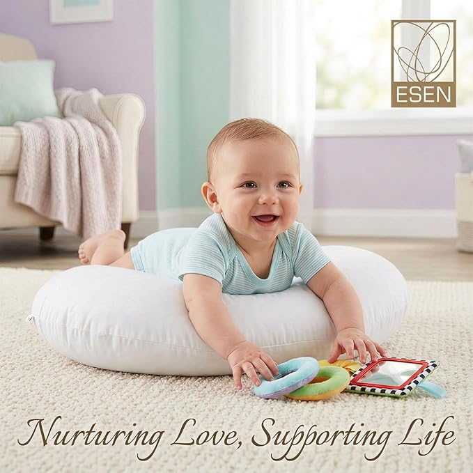 ESEN Nursing Pillow and Body Positioner for Breast Feeding and Bottle Feeding, Naked Ultra Soft Baby Breastfeeding Pillows for More Support for Mom and Baby (Naked Pillow)