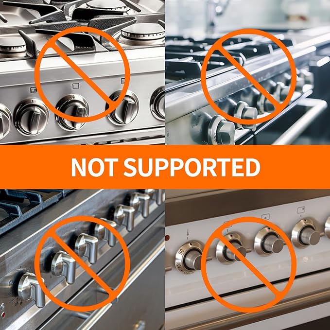 5Pack Stove Knob Safety Covers, Baby Proofing Gas Stove Knob Locks, Adult Quick Unlock Oven Child Safety Lock with 3M Adhesive for Child Safety and Pets