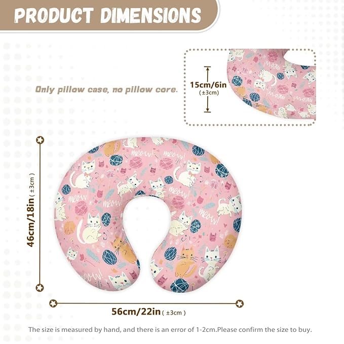 Cat Wool Ball Baby Fashion Nursing Pillow Cover Baby Breastfeeding Slipcover Newborn Safety and Comfy Cover for Daily Life, 2 Packs