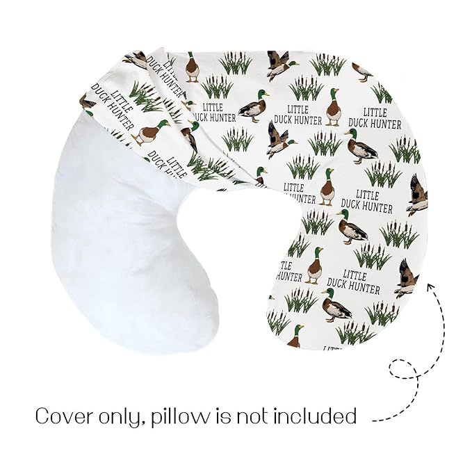 HawSkgFub Little Duck Hunter Mallard Hunting Nursing Pillow Cover for Baby Boys Girls, Wild Animal Reed Breastfeeding Pillow Slipcover, Nursing Pillowcase for Newborn Infant, Cover Only