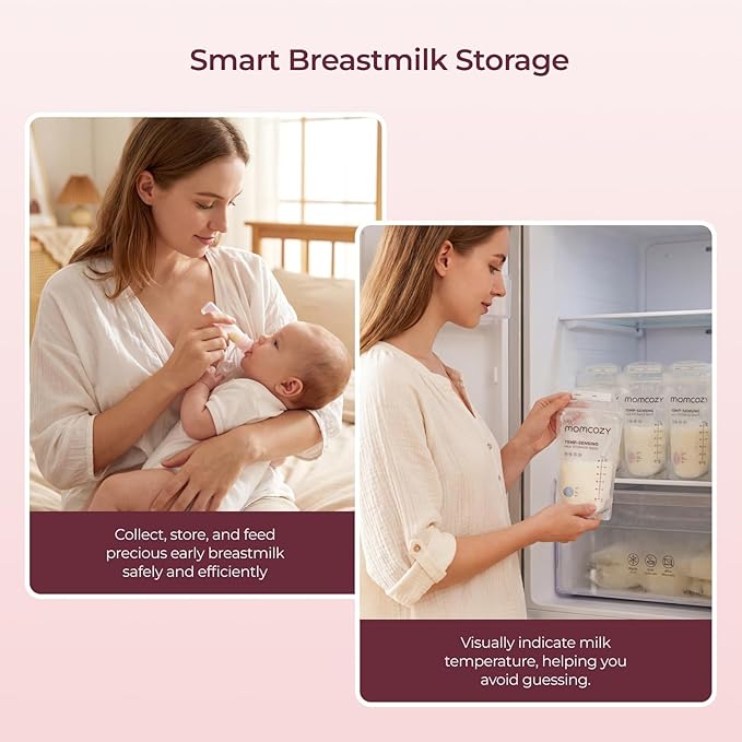 Momcozy 73pc Postpartum Essentials Kit, Initiate breastfeeding for New Moms, Hospital Bag Must Haves with Nursing Pads, Hot & Cold Breast Pads, Nipple Cream, Colostrum Collectors and Milk Storage Bags