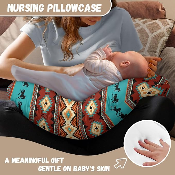 Aztec Baby Nursing Pillow Cover, Stain Resistant Breastfeeding Pillow Slipcover with Hidden Zipper, Breathable Pillow Cover for Infant Snug