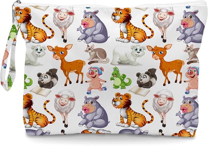 IAXIC Wet Dry Bag, Wet Bag for Swimsuit, Diaper Sunscreen Large Zipper Pouch Waterproof Pouch, Beach Bags for Women, Gifts for Ladies Girls Friends Colleagues and Sisters, Cartoon Animal Patterns