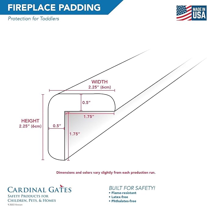 Cardinal Gates MPK Medium Hearth Pad Kit - Fireplace Baby Proofing - Adhesive Backed Fireplace Bumpers for Babies - 10 Feet of Padding with 1 Straight Piece & 2 Corners - Made in The USA - Gray