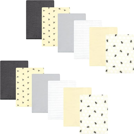 Hudson Baby Unisex Baby Flannel Burp Cloth 12pk, Honey Bee, One Size