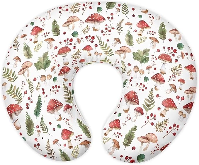 Nursing Pillow Cover Mushroom Breastfeeding Pillow Slipcover for Baby Nursing Pillows Cover Cuddle Pillows Slipcover Soft Nursings Pillow Protective Babies Feeding Baby Essentials