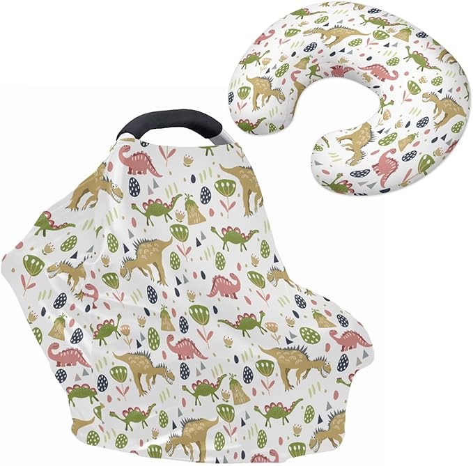 Gentle Dinosaurs Carseat Canopy for Babies Breast Feeding Covers for Women Baby Lounger Pillow U-Shaped Breastfeeding Pillowcase Breastfeeding Essentials