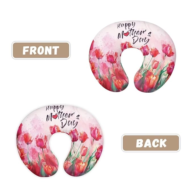 Tulips Floral Breastfeeding Pillow Slipcover Easy to Put On & Take Off Soft Newborn Nursing Pillow Case Fit Most Standard Feeding Support Pillows for Mother's Day Gift