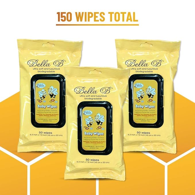 BELLA B Baby Diaper Wipes Bundle 3-Piece - Natural Baby Wipes - Organic Baby Wipes - Baby Cleaning Wipes - Soothing Wipes - Diapers Wipes - Infant Wipes - Alcohol-Free Baby Wipes Natural