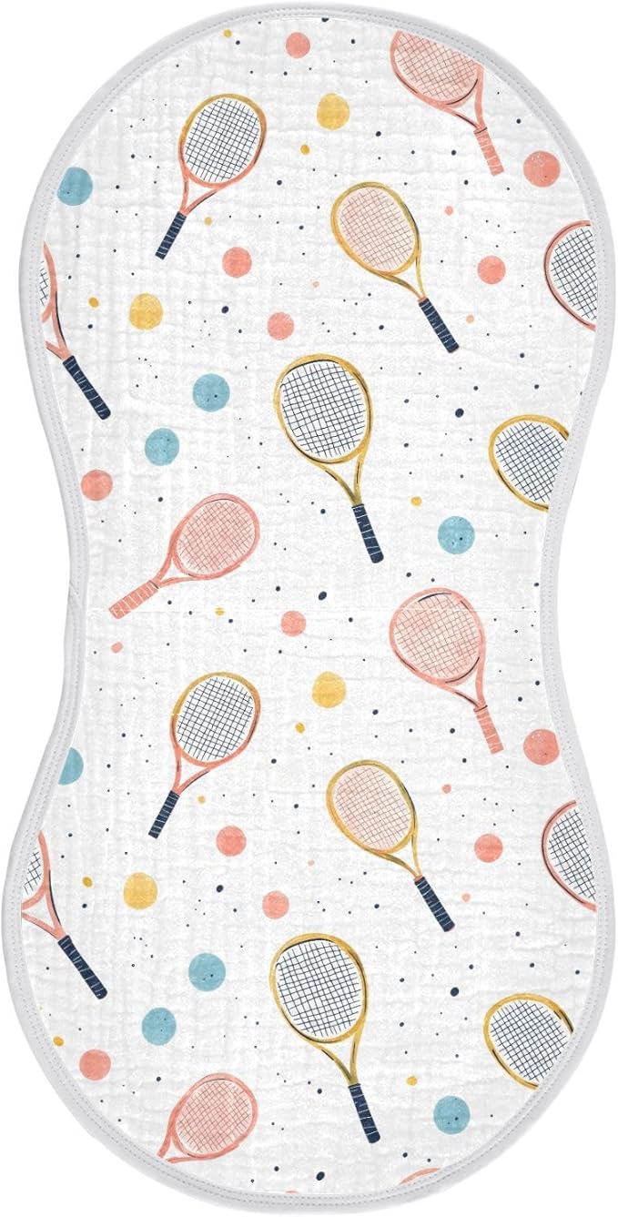 vvfelixl Vintage Tennis Racket Burp Cloths for Baby Boy Girls Baby Washcloths Burp Rags 1 Pack